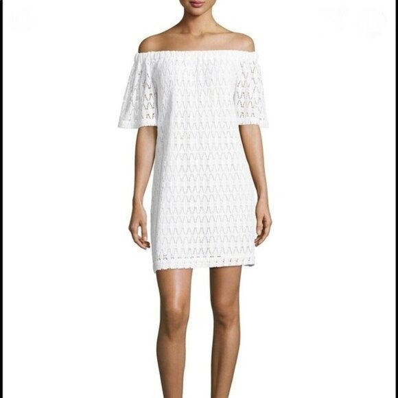 A.L.C. Dresses & Skirts - A.L.C. Bolen Crotchet Lace Off The Shoulder Dress in White Size 4